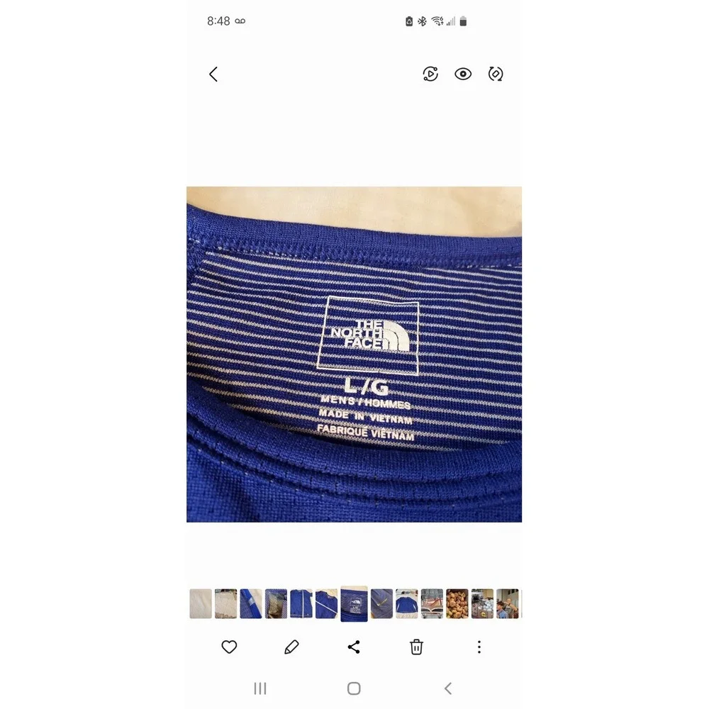 Northface Men's L‎ Long Sleeve Flashdry  Blue Active Top Base Layer Outdoor